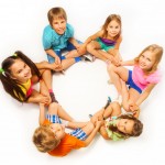 kids in circle, small royalty free